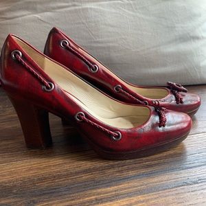Cole Haan red toggle braided heel
